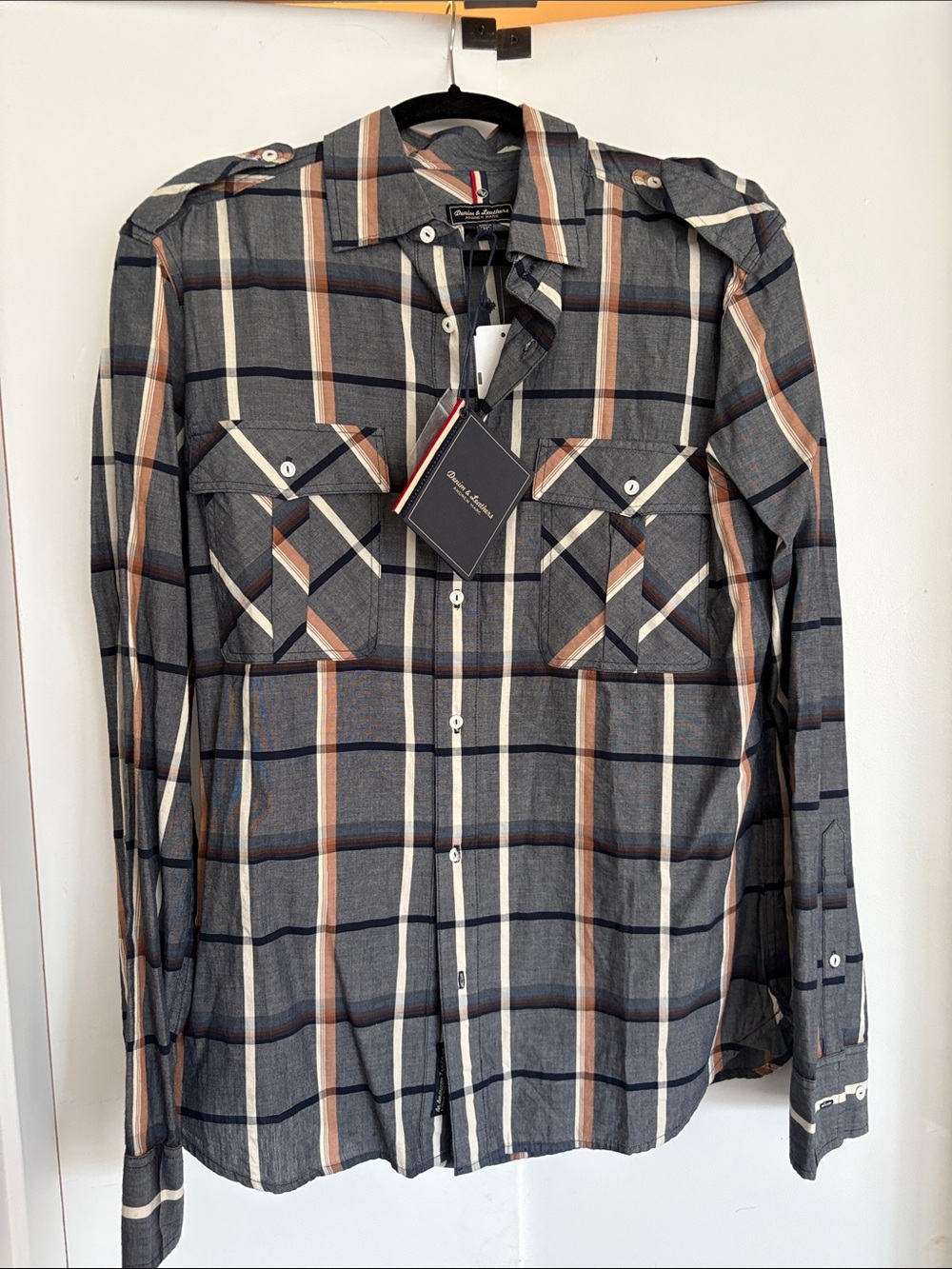 Andrew Marc Men's Plaid Button-Down Shirt in Gray and Brown